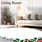 Crimson Holly Berry Garland Border Rug
