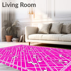 Hot Pink Bow Grid Scatter Rug