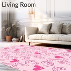 Pink Heart Swirls Garland Rug
