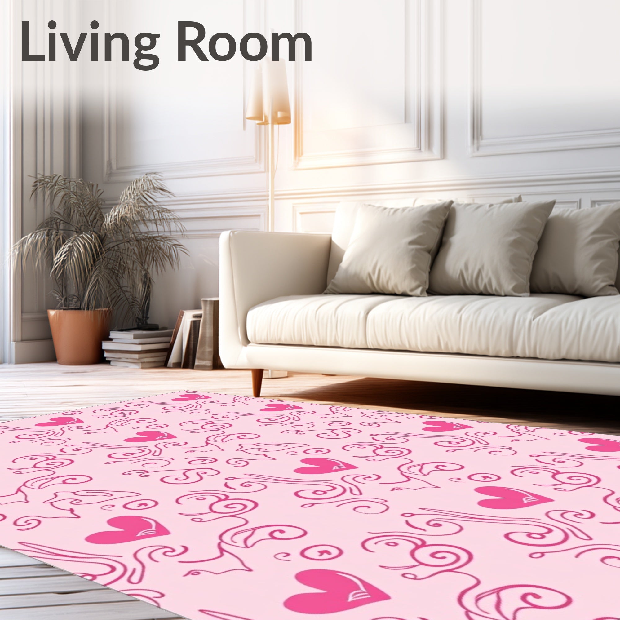 Pink Heart Swirls Garland Rug