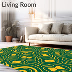 Emerald Golden Hour Abstract Waves Rug