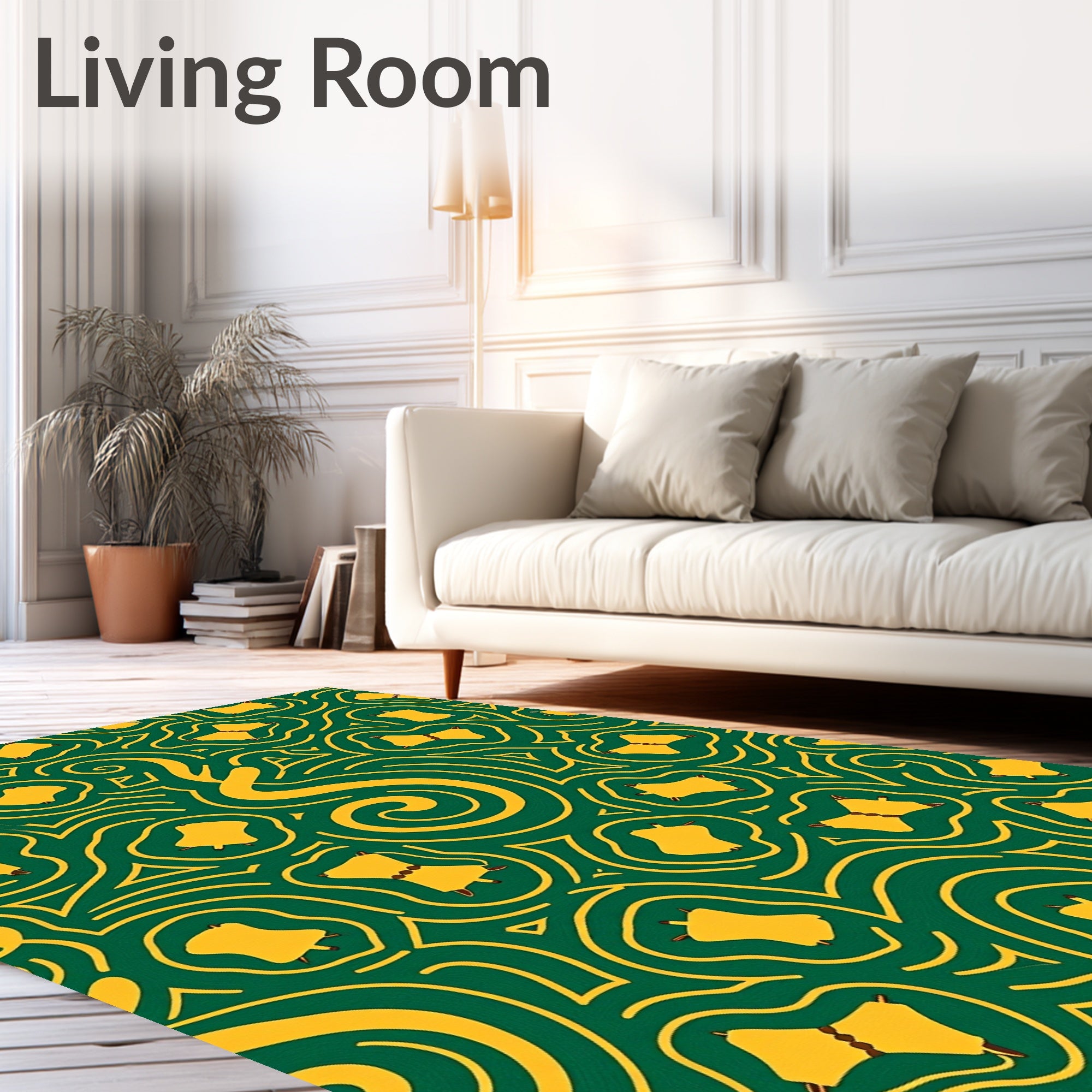 Emerald Golden Hour Abstract Waves Rug