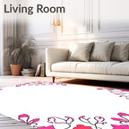 Bright Pink Floral Vine Medallion Rug