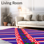 Diagonal Candy Cane Holly Stripes Rug