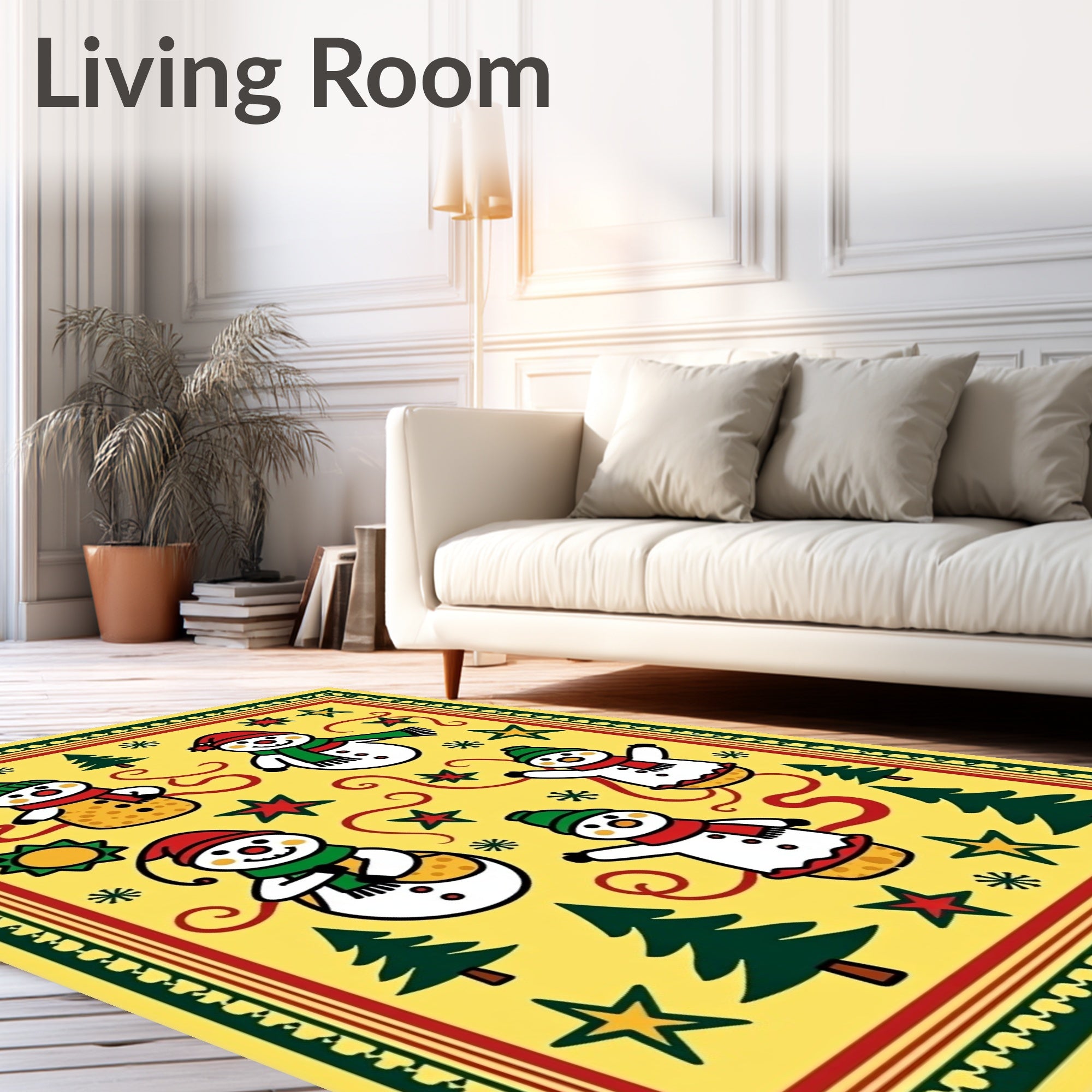 Jolly Snowman Christmas Celebration Rug