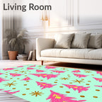Bright Pink Pine Tree Scatter Rug