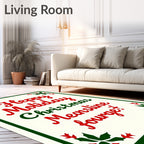 Festive Red Green Holly Christmas Rug