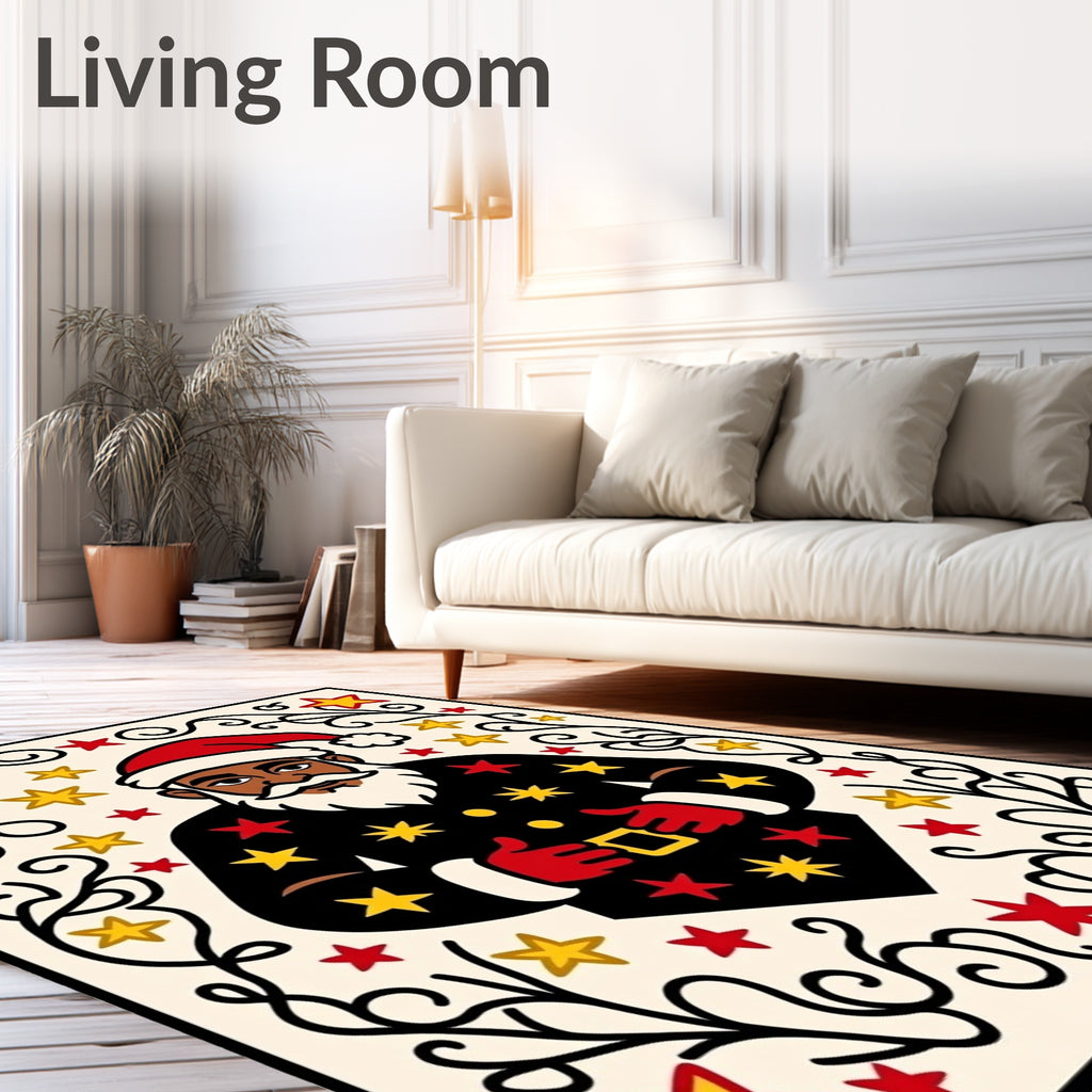Retro Santa Claus Red Star Rug