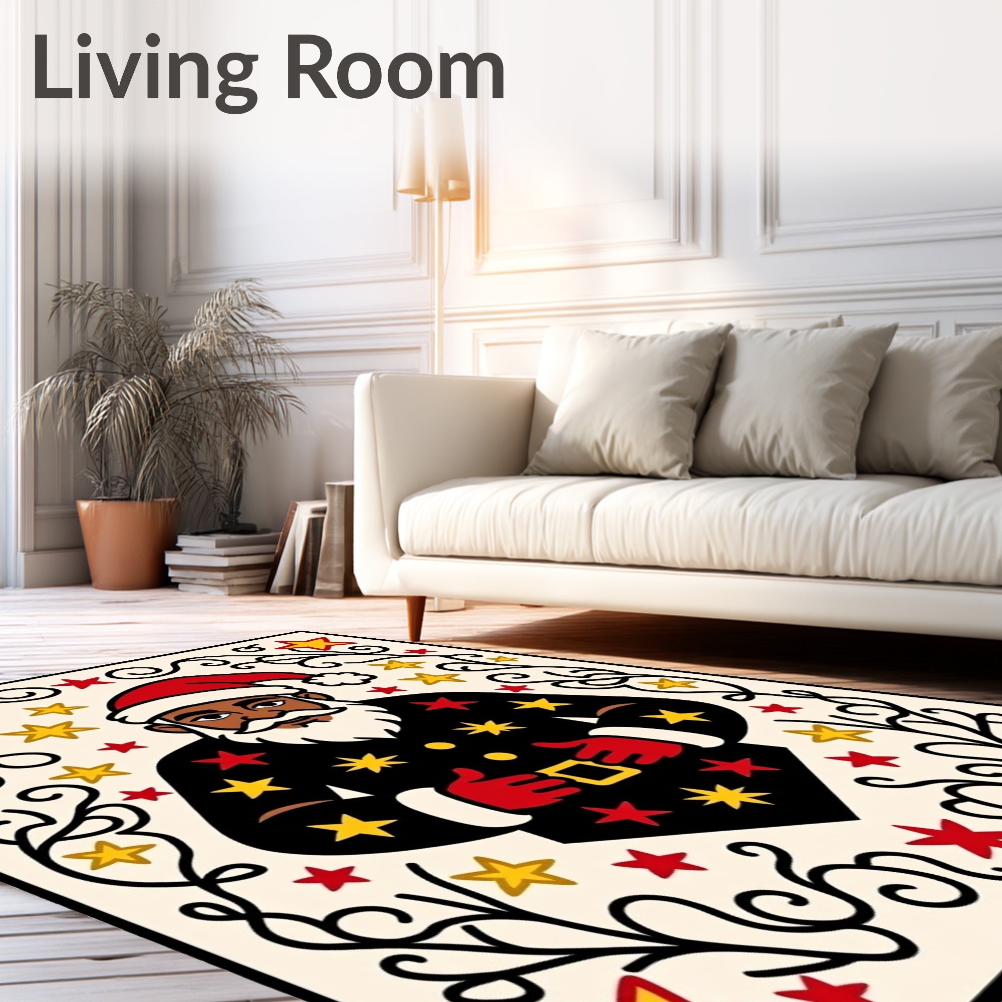 Retro Santa Claus Red Star Rug