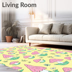 Cute Pink Mushroom Meadow Rug