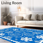 Winter Snowflakes And Gingerbread People Rug