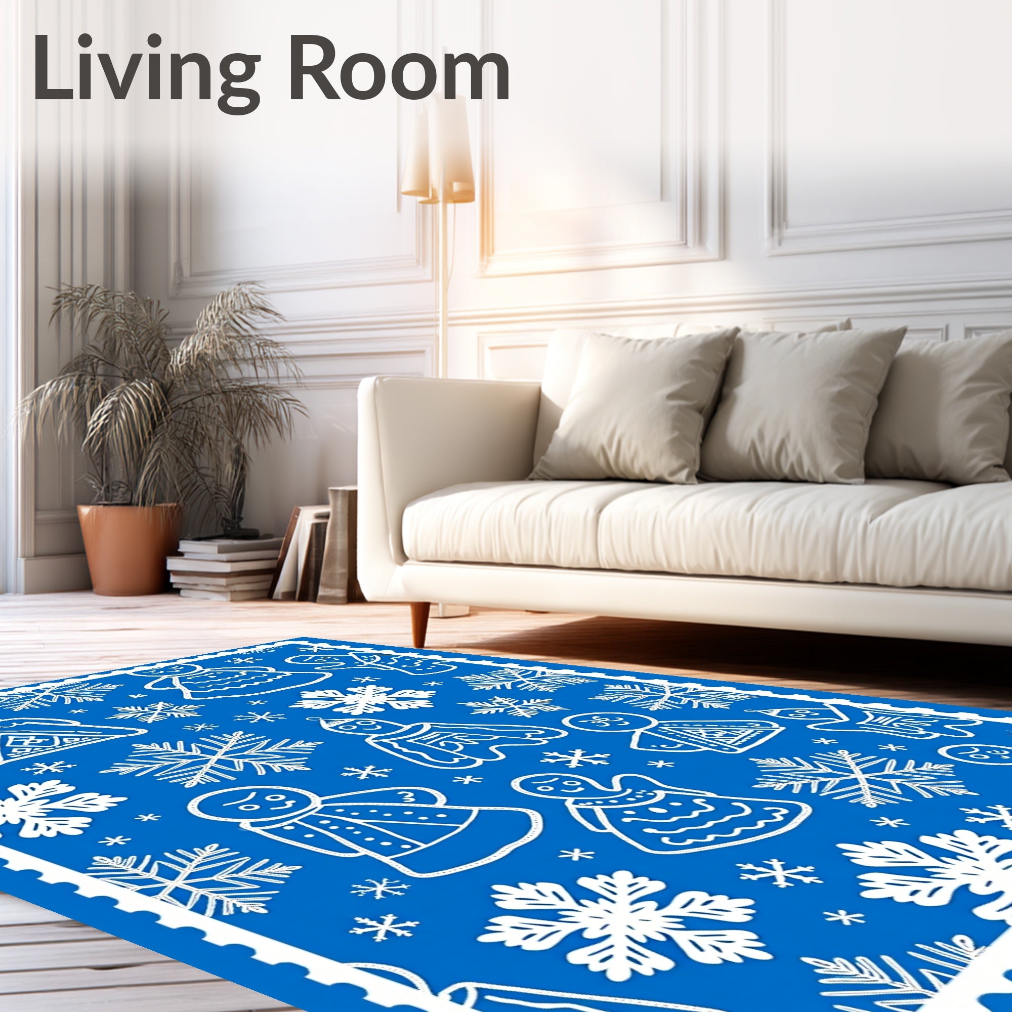 Winter Snowflakes And Gingerbread People Rug