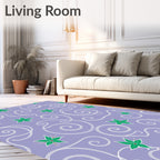 Lavender Green Floral Swirl Accent Rug