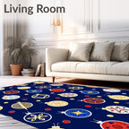 Festive Ornaments on Navy Background Rug