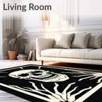 Black and Bone Skull Skeleton Hands Rug