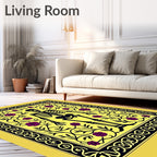 Whimsical Skeleton Floral Yellow Rug