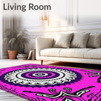 Vibrant Pink Purple Geometric Mandala Rug