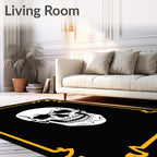 Black White Skull Gothic Border Rug