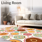 Whimsical Circles and Worms Folk Art Rug