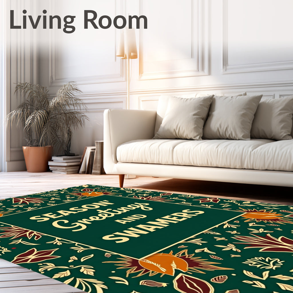 Emerald Red Gold Floral Medallion Rug