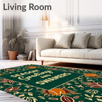 Emerald Red Gold Floral Medallion Rug