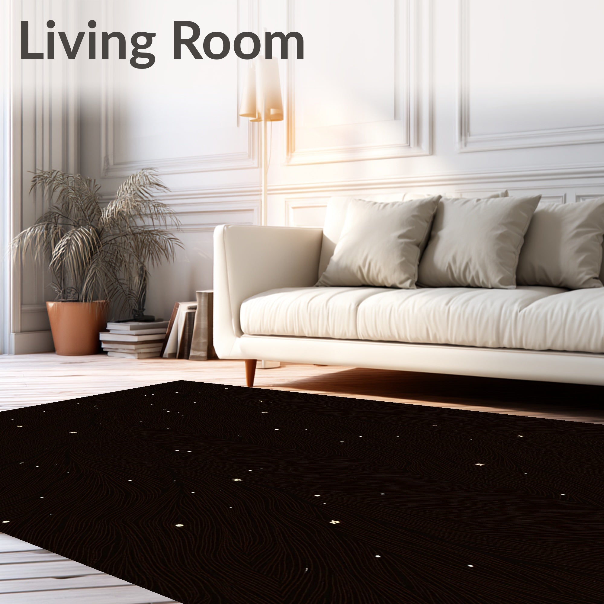 Dark Night Sky Starry Swirls Rug
