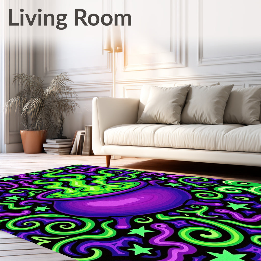 Vibrant Purple Cauldron Swirl Stars Rug