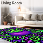 Vibrant Purple Cauldron Swirl Stars Rug