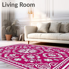 Rich Crimson Snowflake Mandala Rug