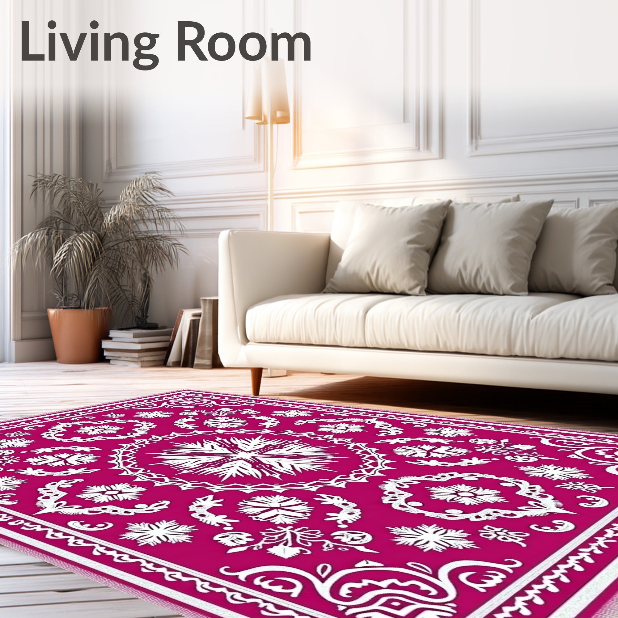 Rich Crimson Snowflake Mandala Rug