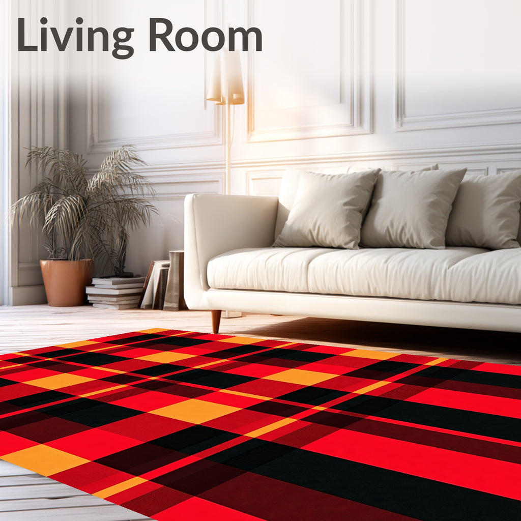 Red Black Yellow Plaid Checkered Comfort Rug