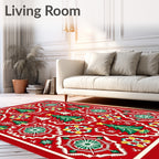 Crimson Evergreen Star Holiday Rug