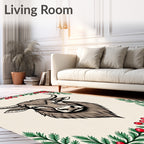 Graphic Brown Bull Festive Holiday Rug