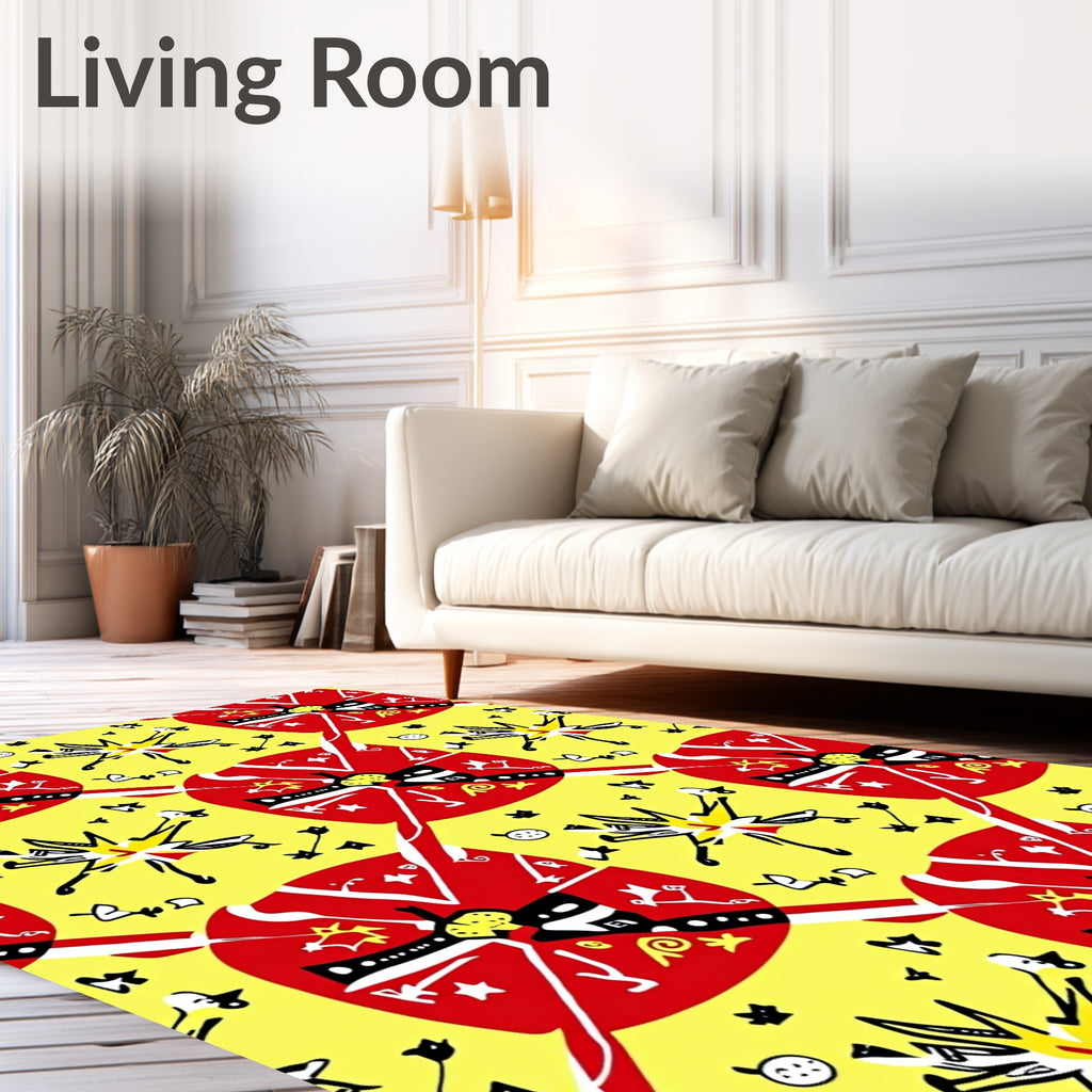 Vibrant Yellow Red Abstract Explosion Rug