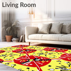 Vibrant Yellow Red Abstract Explosion Rug