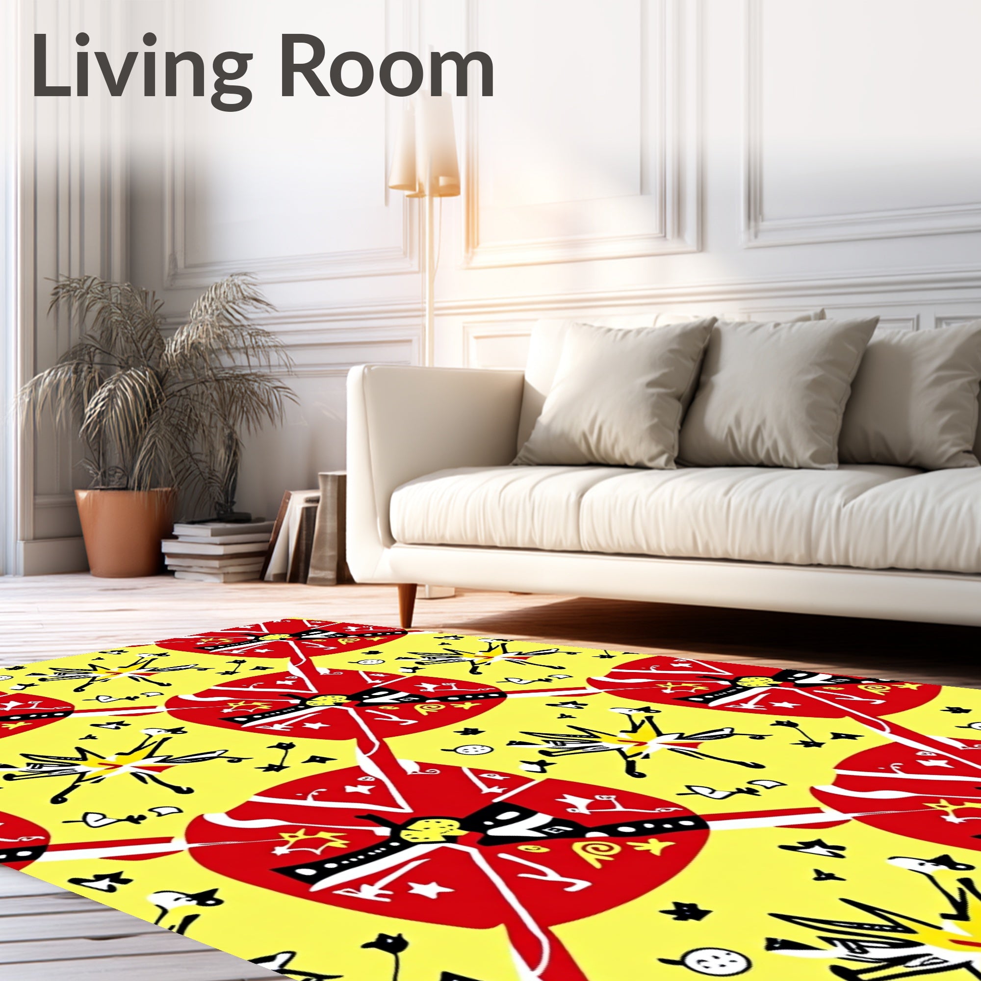 Vibrant Yellow Red Abstract Explosion Rug