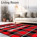 Red Black Plaid Buffalo Check Rug