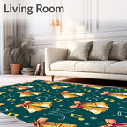 Golden Bells Music Notes Christmas Rug