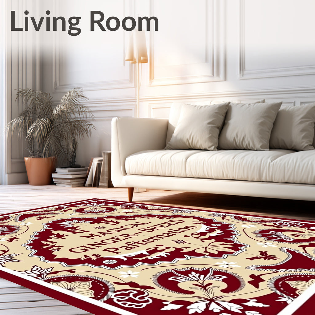 Crimson and Cream Floral Medallion Rug