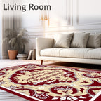 Crimson and Cream Floral Medallion Rug