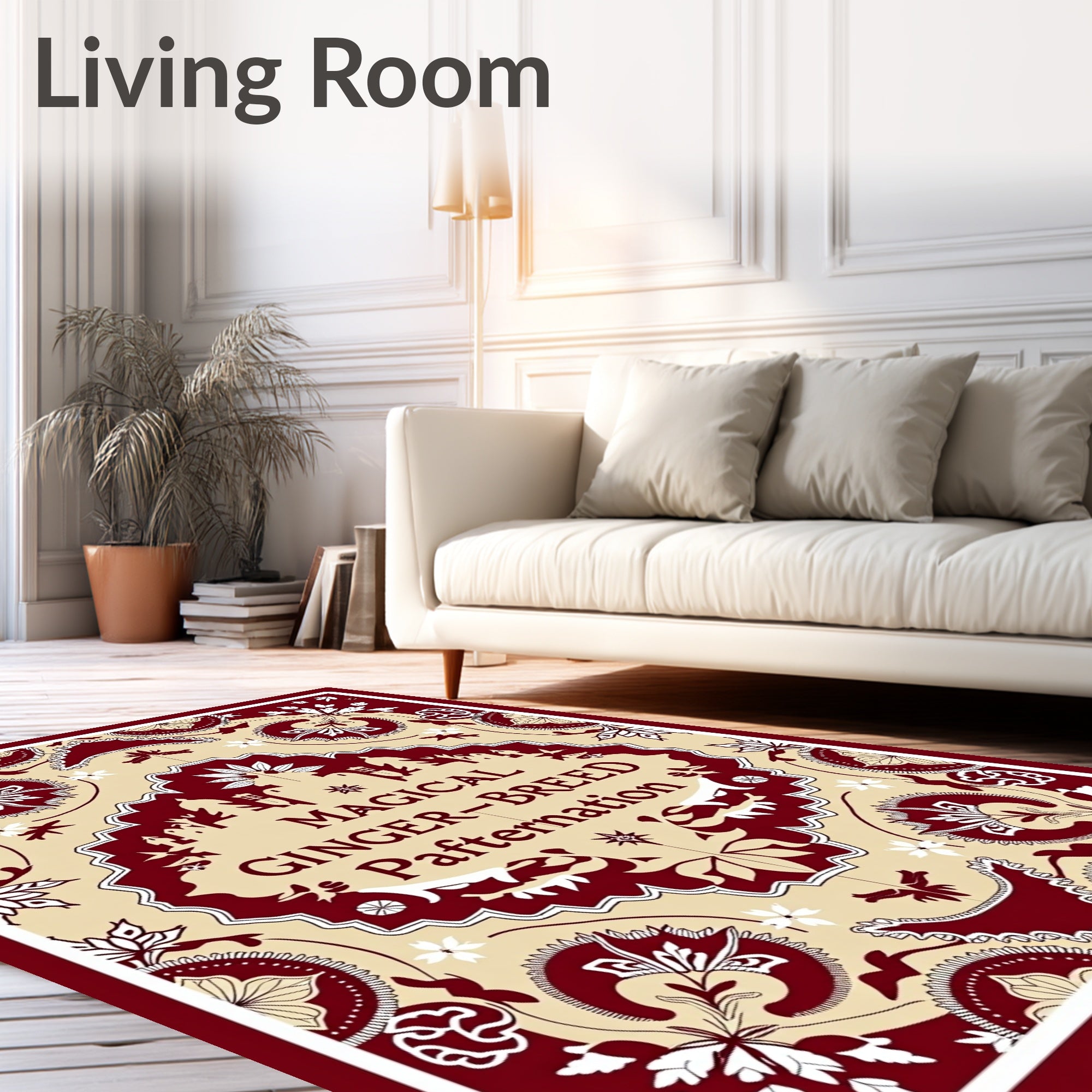 Crimson and Cream Floral Medallion Rug
