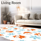 Orange Snowman Blue Snowflake Collage Rug