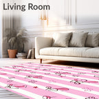 Pink Striped Ballet Slippers Floral Rug