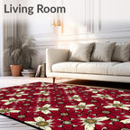 Deep Red Floral Sunburst Arrangement Rug