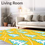White Christmas Trees Golden Waves Rug