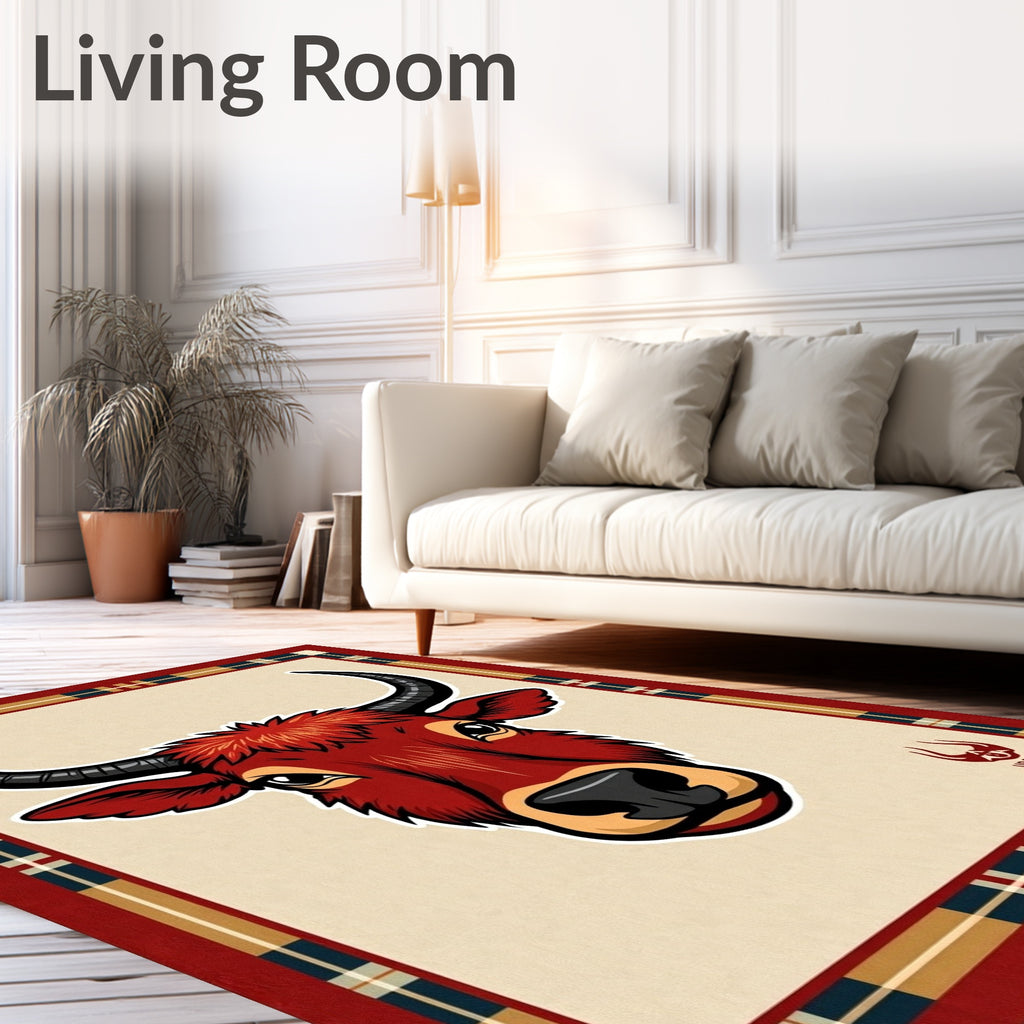 Red Bull Rustic Tartan Border Rug