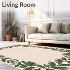 Deep Green Fern Border Rug