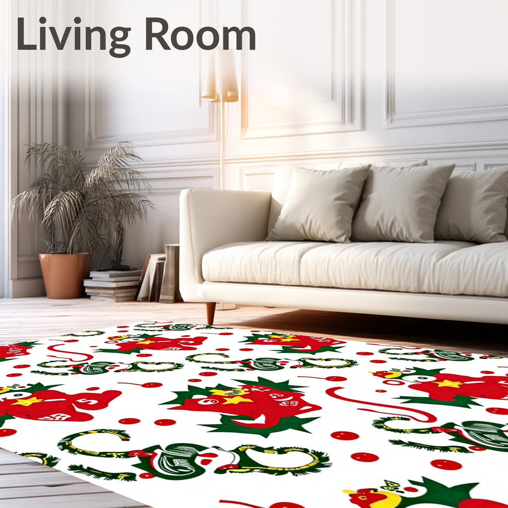 Whimsical Red Cherry Character Sprites Rug