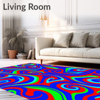 Vibrant Red Blue Green Swirl Rug