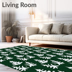White Forest Symmetry Green Rug